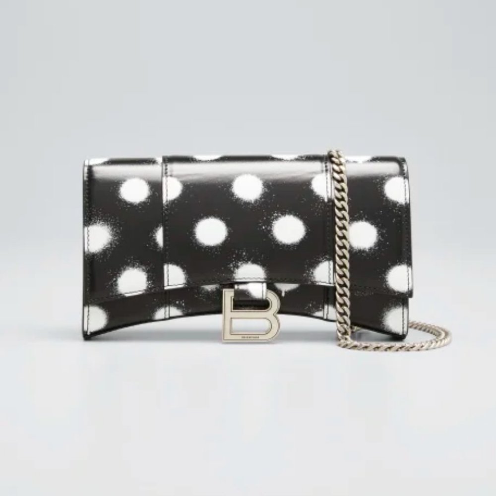 New BALENCIAGA  Hourglass Polka Dot Wallet With Chain Bag - Picture 15 of 15